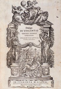 Frontispice fra Dialogue of old and moderne musik af Vincenzo Galilei af Unknown artist