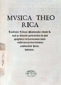 Frontispice af Musica Theorica af Ludovico Foliani (gravering af Unknown artist