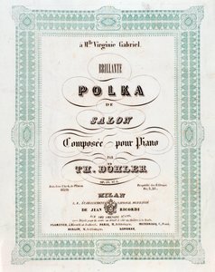 Frontispice af musikpartitur af Polka de salon af Theodor von Dohler af Unknown artist