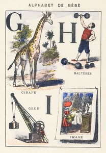 G H I: giraf, trane, håndvægte, billede af Unknown artist