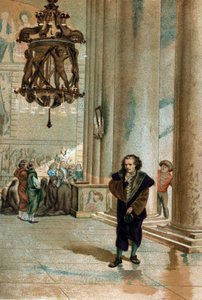 Galileo Galilei dit Galileo (1564 - 1642). Iagttager oscillationen af ​​lampen i katedralen i Pisa. fra "The Science and its Men af ​​Louis Figuier"" Barcelona 1881 af Unknown artist