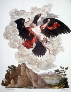 Ganimede fjernet af Jupiter (Zeus) forvandlet til en ørn - gravering af Unknown artist