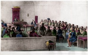 Boyars generalforsamling (Boiard, Boiar), medlemmer af det russiske aristokrati. Indgravering af det 19. århundrede. Privat samling. af Unknown artist