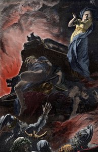 Tysk begravelsesoffer - Begravelsesritual, jernalder, Tyskland: Kvindeofring på sin mands begravelsesslagter af Unknown artist