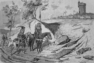 Den tyske bondekrig (1524-1526): Bøndernes vogne i Koenigshofen, Tyskland af Unknown artist