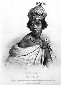 Ginga, Quilombola-dronningen af ​​Matamba og Angola. ANNE ZINGHA DRONNING AF ANGOLA. (1587-1663). af Unknown artist