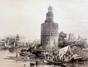 Gold Tower, Sevilla, "Kunstnerisk og monumentalt Spanien med berømte steder og monumenter i Spanien"" af Don Genaro Perez de Villa af Unknown artist
