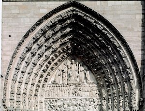 Gotisk kunst: detalje af den centrale portal af Cathedrale Notre Dame de Paris af Unknown artist