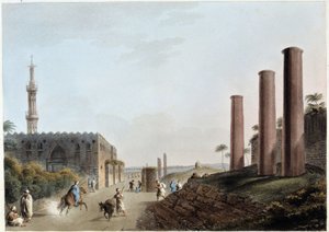 Granitsøjler på portico af canopus i det gamle Alexandria - i "Udsigt i Egypten, Palæstina og andre dele af det osmanniske rige"" af Unknown artist