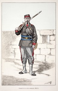 Fredens vogtere mobiliserer (1870-1871). Radering i farver, til illustration "" History of the Corps of Peacekeepers""" bog udgivet i regi af Louis Lepine (1846-1933), præfekt for politiet på Seinen, af Alfred Rey (1864-?) og Lo af Unknown artist