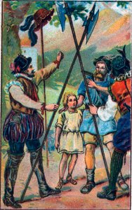 Guillaume Tell (William Tell) (legendariske helte fra schweizisk uafhængighed) nægtede at bøje sig for hatten. Kromolitografi i slutningen af det 19. århundrede. af Unknown artist