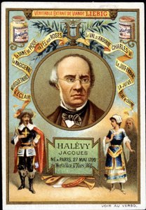 Halevy kaldte Jacques Fromental Levy, fransk komponist (1799-1862) som en del af promoveringen af et Liebig-produkt. 19. århundrede af Unknown artist