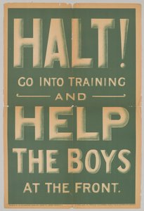 Stop! Gå til træning og hjælp drengene ved fronten. af Unknown Artist