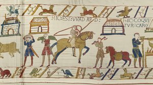 Her er Wadard, Bayeux Tapestry (uldbroderi på hør) af Unknown artist
