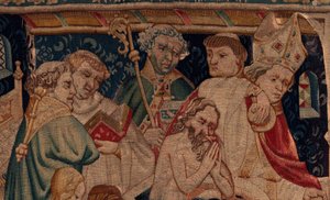 Historien om Saint Piat og Saint Eleuthère, Scene 7 dåb af de eksilkristne, Detalje. Dåben. af Unknown artist