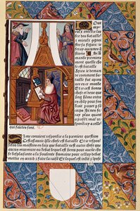 Bogtrykkeriets historie: udgiver Antoine Verard (? -1513) komponerer sin bog. Fra et manuskript fra 1494. af Unknown artist