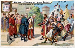 Handskens historie: handsken som symbol på investituren - Liebig-kromolitografi af Unknown artist