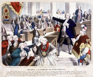 Honore Gabriel (Honore-Gabriel) Riqueti, greve af Mirabeau (1749-1791) ved forsamlingen af États Génales: "Gå hen og sig din herre, at vi er her ved folkets magt, og at de kun vil blive taget fra os ved bajonetternes kraft"" den 23 af Unknown artist