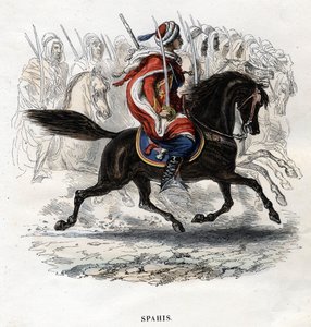 Spahis til hest. Stik fra 1844. af Unknown artist