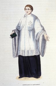 Hospitaller af den Militære og Religiøse Helligåndsorden (Helligåndens Orden) grundlagt af Henrik III i 1578. Gravering af det 19. århundrede. Private Coll., Milano. af Unknown artist