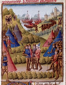 Hvordan romerne opgiver provinserne i deres imperium Miniature fra "" romersk historie"" (Ad urbe condita) af Tite Live (59 f.Kr.-17 e.Kr.) (Titus Livius), oversat af Pierre Bressuire (ms. 310) 1450-1500 Chantilly, Musee Conde af Unknown artist