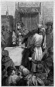 Hundredårskrigen - La Jacquerie (1358): købmanden Etienne Marcel (1315-1358) og echevinen Jean Maillart, en af lederne af det royalistiske parti, under Jacquerie, et oprør blandt bønderne mod den franske adel. Indgravering i "Le journal af Unknown artist