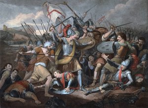 Hundredårskrig: "" Slaget ved Agincourt den 25/10/1415"" - Gravering af Unknown artist