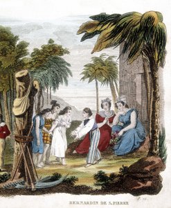 Illustration af "Paul og Virginie" af Bernardin de Saint Pierre (1737-1814). Indgravering af det 19. århundrede. af Unknown artist