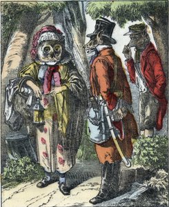 Illustration af fortællingen "Gode mor får"". I “”Fortællinger fra hjemmet for de mindste””. Anonym gravering af det 19. århundrede. af Unknown artist