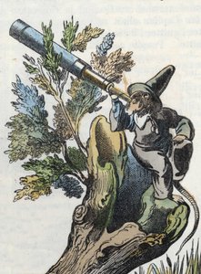 Illustration af fortællingen "Den frygtelige Raminagrobis og musene""" tegner fabler af Jean de la Fontaine. I “”Fortællinger fra hjemmet for de mindste””. Anonym gravering af det 19. århundrede. af Unknown artist