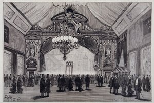 Glødebelysning på Electricite-udstillingen: Werdermann-lysekronen i teatersalen - i "Naturen" af Unknown artist