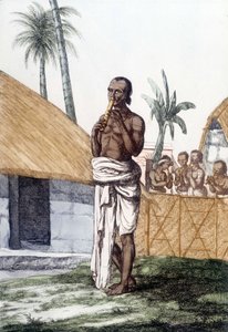 Indisk kultur og civilisation: musiker, der spiller bansuri-fløjten, traditionelt musikinstrument, Indien. Stik 1808. af Unknown artist