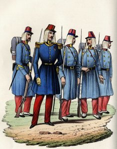 Infanteri af den franske hær af Afrika; officer, underofficer og soldater i Algeriet i 1830. I “” Storia d