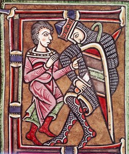 Forbogstav E med David og Uria, ægtefælle til Batseba (miniature af Unknown artist
