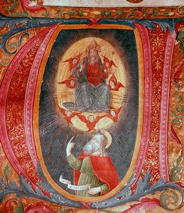 Indledende bogstav V med repræsentation af Ezechiel (Miniature af Unknown artist