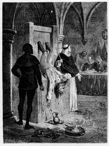 Inkvisitionsscene med tortur af Unknown artist