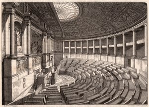 Indefra set af Deputeretkammeret (Nationalforsamlingen), tidligere kaldet Palais Bourbon, Paris, Frankrig af Unknown