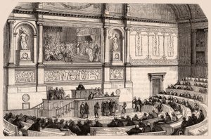 Indefra af Nationalforsamlingen ved en samling i Deputeretkammeret, Paris, Frankrig af Unknown