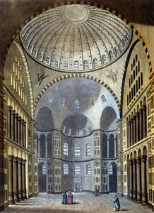 Interiør af Hagia Sophia-moskeen i Konstantinopel - i "Det gamle og moderne kostume"" af Ferrario, red. Milano af Unknown artist