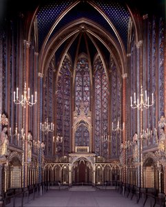 Indvendig visning af Sainte Chapelle of Paris: High Chapel, Architecture af Unknown artist