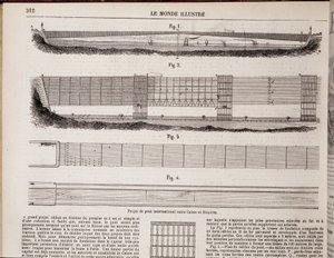 Internationalt broprojekt over kanalen mellem Calais og Dover - i "" The Illustrous World"" af 16/11/1867 af Unknown artist