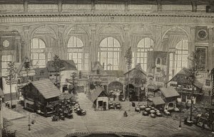 International pavillon på den internationale udstilling i Wien, Østrig, kobberstik efter fotografi af Huber fra L