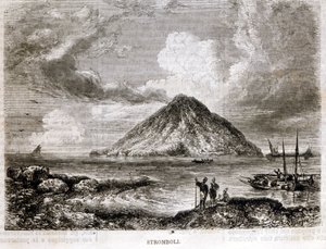 Øen Stromboli i det 19. århundrede. af Unknown artist