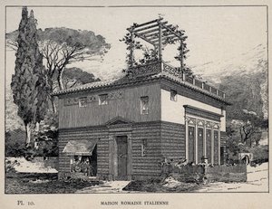 Italiensk romersk hus - indgravering af 1889 i "History of human habitation at the Universal Exhibition of 1889, by Mr Charles GARNIER - Librairie centrale des beaux-arts Paris 1889 af Unknown artist