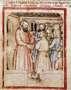 Jacob og hans tolv børn Miniature fra codex 212 (eller Padovano Codice eller Bible of Padua) 1390-1400 Rovigo, Accademia dei Concordi af Unknown artist