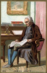 James Watt (1736 -1819) på sit kontor. 1800-tallets kromolitografi. af Unknown artist