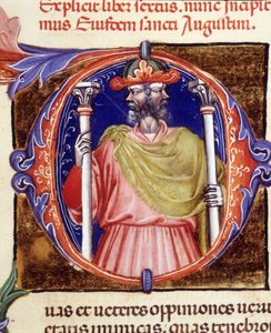 Janus, romersk guddom, to modsatte ansigter - fra et manuskript af "De civitate dei" af Saint Augustin, begyndelsen af det 15. århundrede. Kommunal Bibl. af Rimini. af Unknown artist