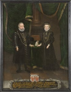 John George (1525-1598), kurfyrste af Brandenburg og Sabina af Brandenburg-Ansbach (1529-1575), kurfyrste af Brandenburg, anonym. Olie på lærred. Mål: 105x8 af Unknown artist