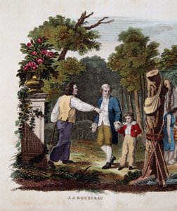 Jean Jacques Rousseau med et barn, blandet af en bonde af Unknown artist