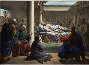 Jesus helbreder den lamme fra Bethesda. Anonym stik fra midten af 1800-tallet. af Unknown artist